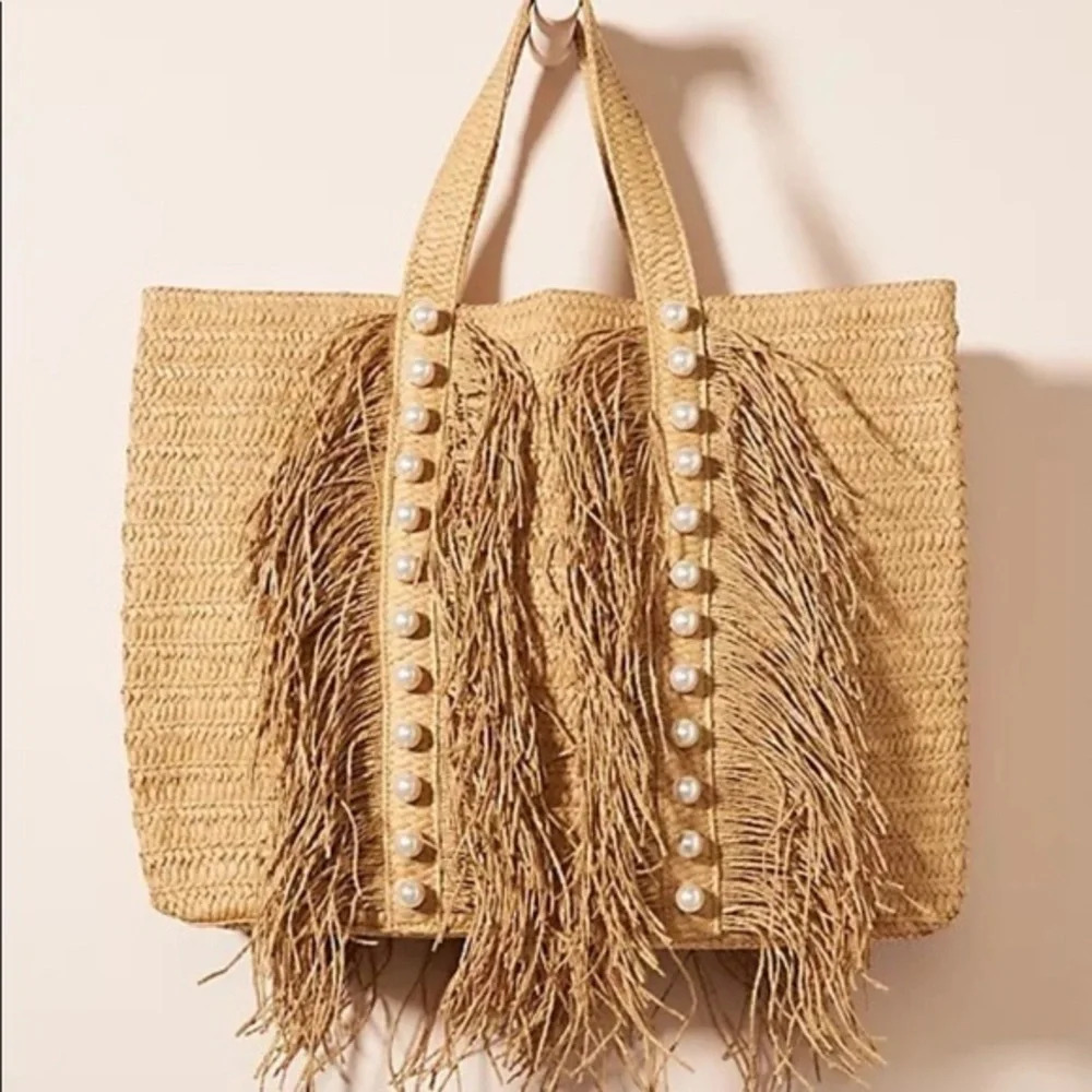 Anthropologie JOJO Fringe Tote Bag
